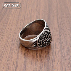 Punk 316L Stainless Steel Vikings Slavic Wheel Amulet Ring Scandinavian Runic Vikings Rings Jewelry