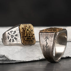 925 Silver Viking Ring Valknut Trendy Male Ring Single Ring Punk Fashion Jewelry