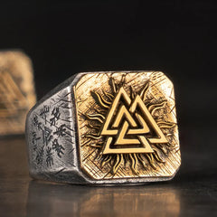 925 Silver Viking Ring Valknut Trendy Male Ring Single Ring Punk Fashion Jewelry