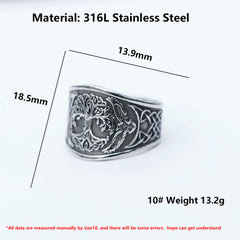 Men's 316L stainless steel rings viking Amulet Tree of life ring for teens fashion Jewelry for gift free shipping