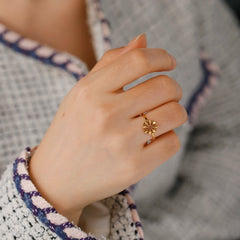 Dawapara Aegishjalmur The Helm of Awe Symbol Ring Viking Vegvisir Norse Compass Stainless Steel Cut Out Scandinavian Jewelry