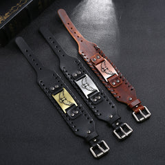 Vintage Weave Nordic Viking Pirate Leather Bracelet