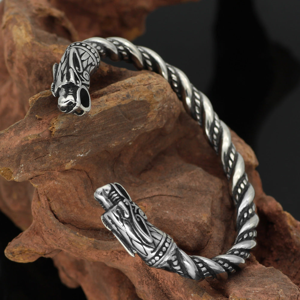 Viking Pirate Stainless Steel Double Head Bracelet