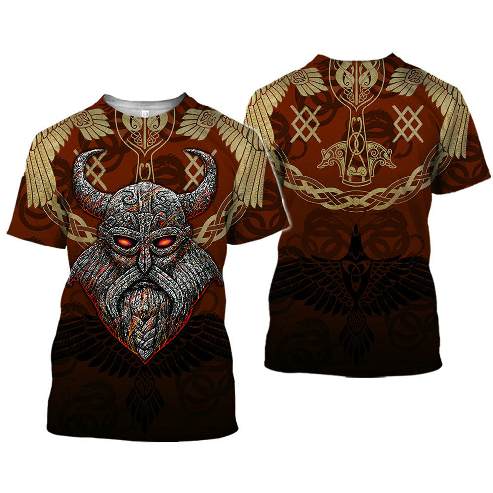 Viking Symbol Printed T-Shirt Short-Sleeved T-Shirt