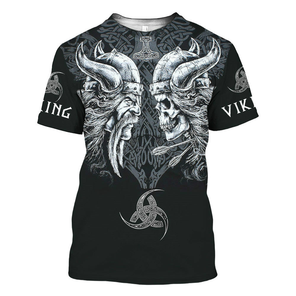 Men's Viking Symbol Print T Shirt Short Sleeve