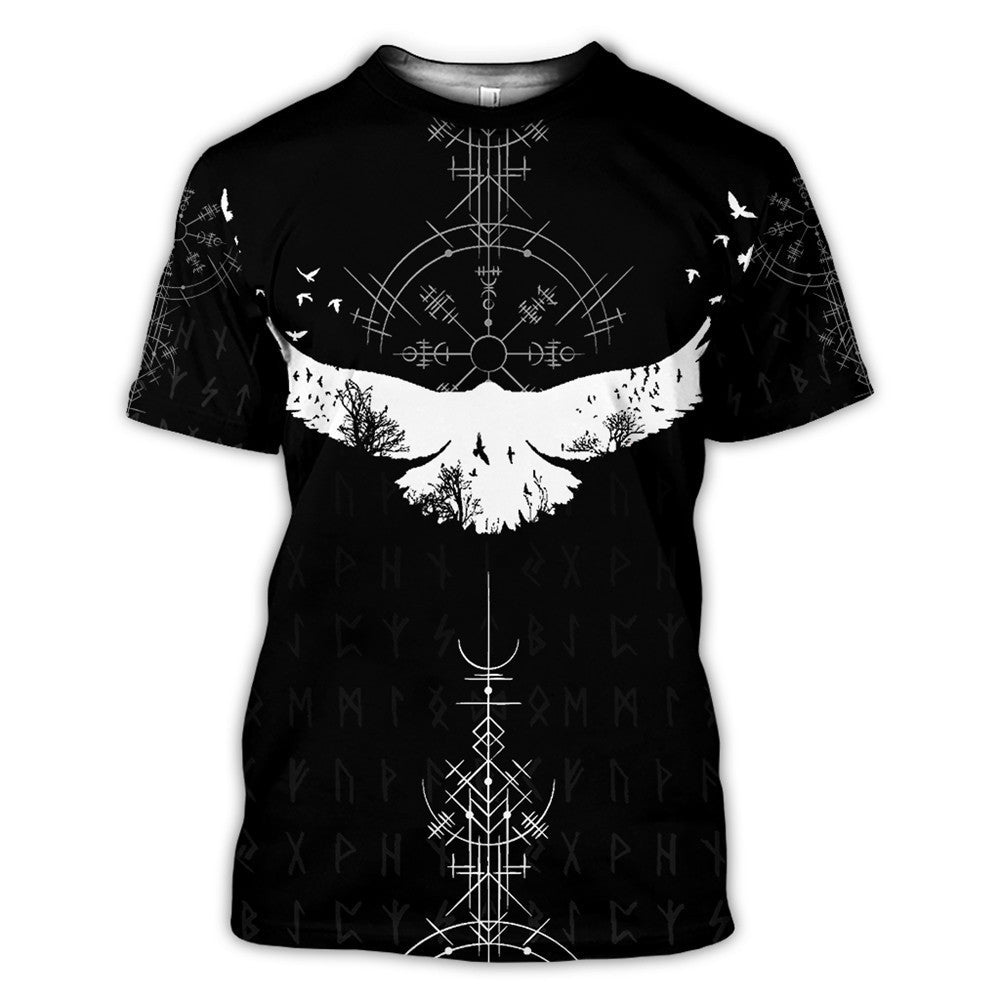 Men's Viking Symbol Print T Shirt Short Sleeve