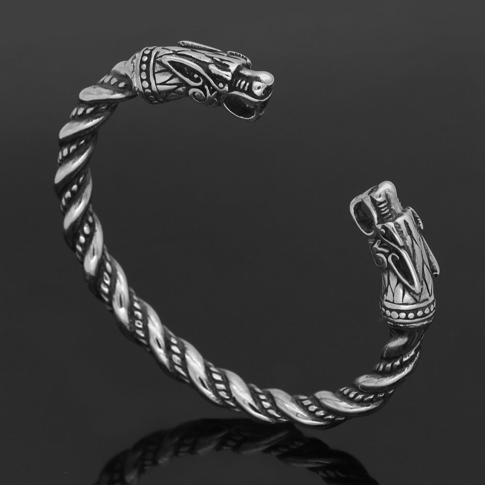 Viking Pirate Stainless Steel Double Head Bracelet