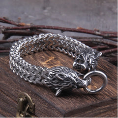 Viking Wolf Head Titanium Steel Bracelet