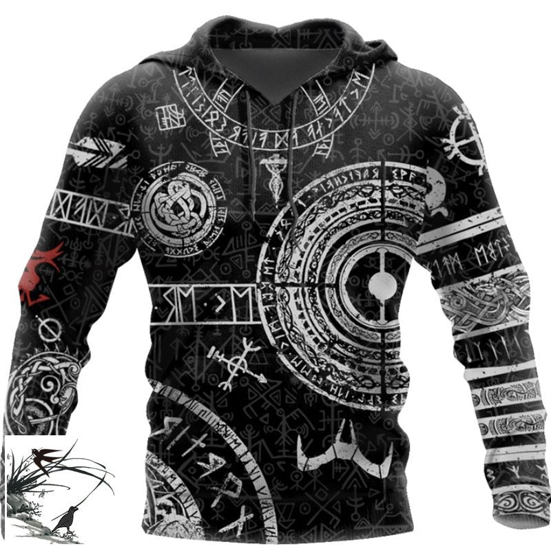 Viking Odin Tattoo D Printed Men hoodies