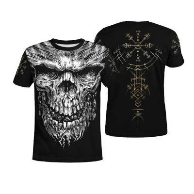 Men's Viking Symbol Print T Shirt Short Sleeve