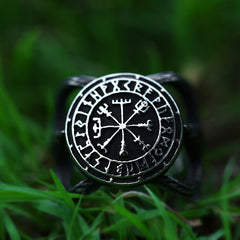 Viking Alphabet Compass Titanium Steel Ring