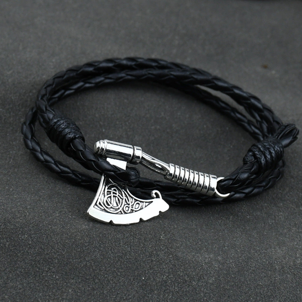 Men's Jewelery Ax Wrap Anchor Viking Leather Bracelet