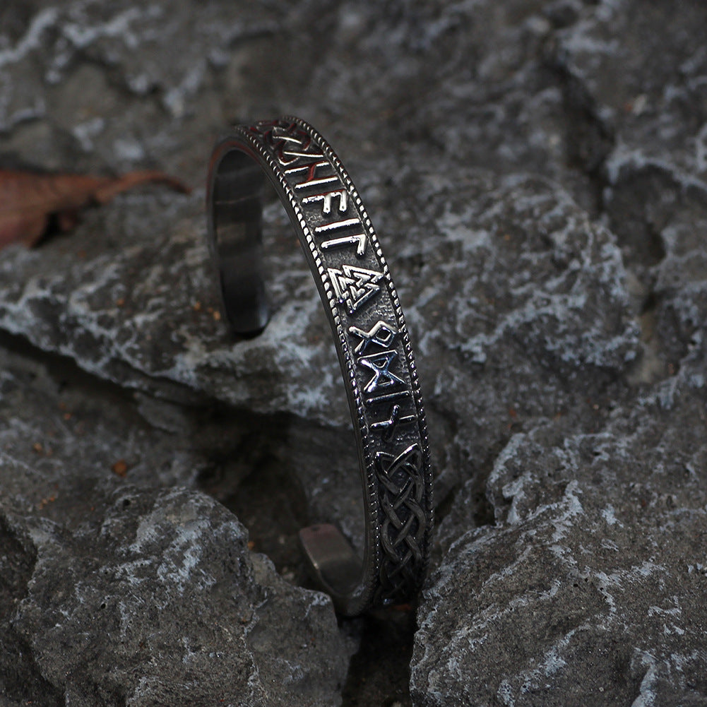 Solid Stainless Steel Viking Rune Bracelet