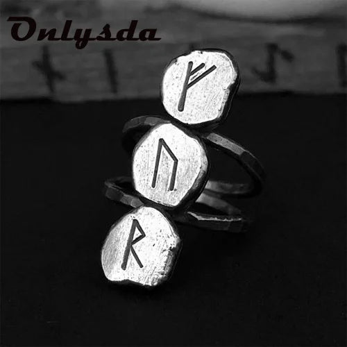 Dropshipping Gothic Stainless Steel Odin Norse Viking Amulet Rune Men Ring Fashion Words Retro Jewelry