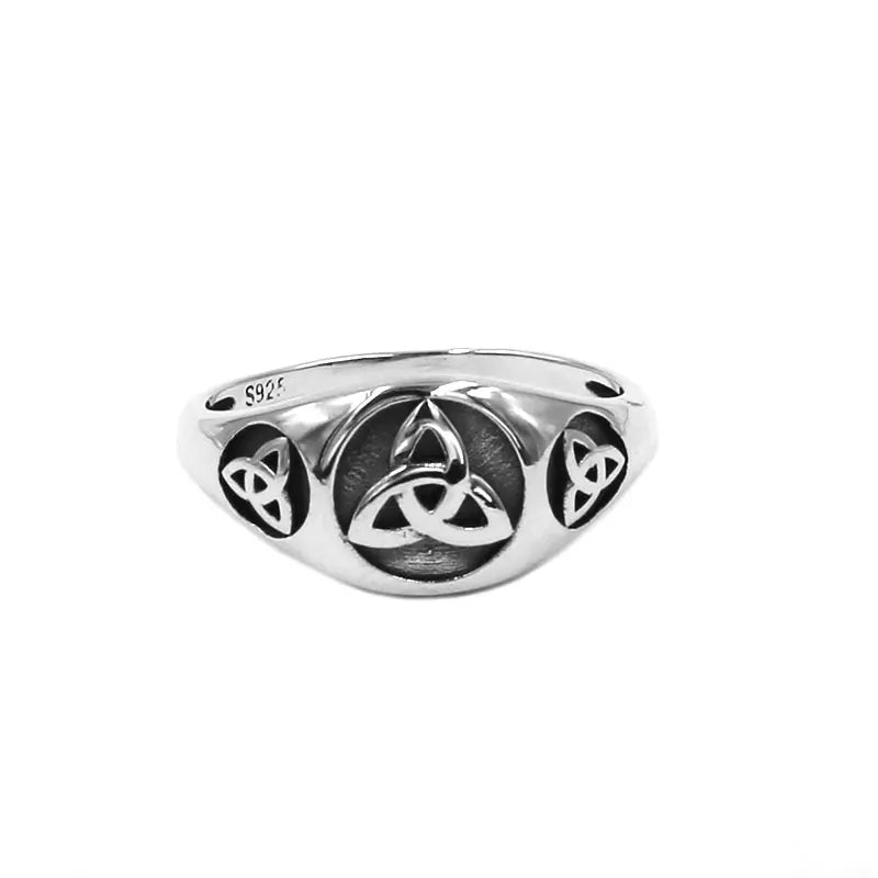 Fashion S925 Sterling Silver Celtic Knot Ring Claddagh Irish Jewelry Norse Viking Wedding Ring for Women Girls SWR0944