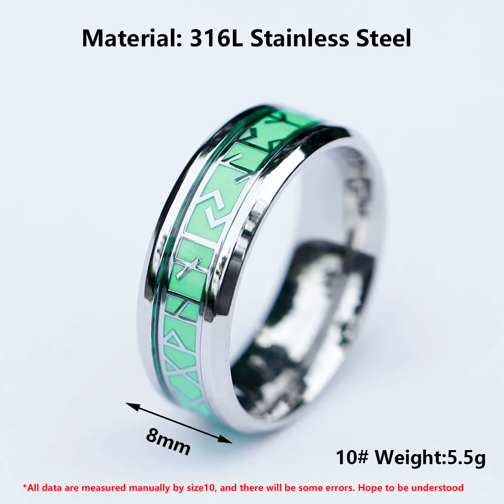 2022 NEW Men's 316L stainless-steel rings Odin Viking rune with multicolour fashion RING Amulet Jewelry Gift free shipping