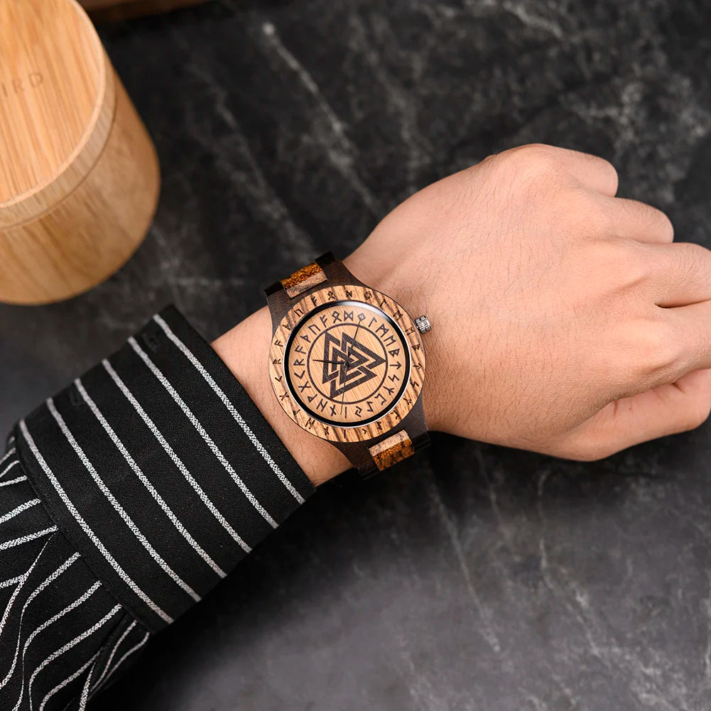 BOBO BIRD Viking Men's Watch Wooden Wristwatch Male Timepieces Customize Gift For Men With Wood Box