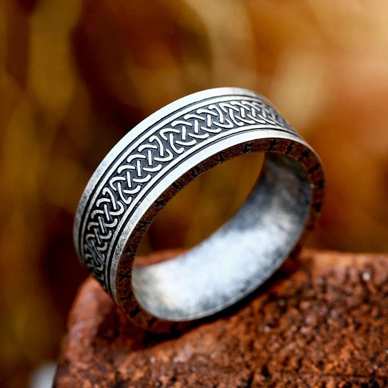 New Vintage Nordic Viking Rune Ring For Men Women Simple 316L Stainless Steel Viking Odin Letter Ring Retro Amulet Jewelry Gifts