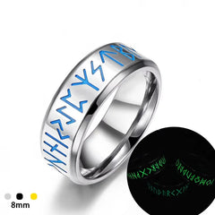 Custom Glow-in-the-dark Odin Vintage Viking Rune Stainless Steel Couple ring Glows In The dark for cool jewelry Halloween Gifts