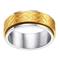 ChainsPro 7mm Celtic Knot Eternal Ring Stainless Steel 14K Gold-plated Wedding Engagement Ring for Men Engravable CP475