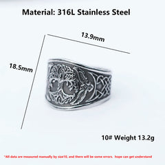 2022 NEW Men's 316L stainless steel rings viking Amulet Tree of life ring for teens fashion Jewelry for gift free shipping