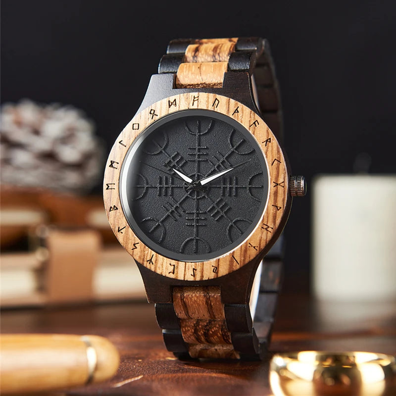 BOBO BIRD Viking Men's Watch Wooden Wristwatch Male Timepieces Customize Gift For Men With Wood Box