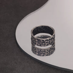 925 Sterling Silver Rings for Men Women Viking Style Ancient Irregular Pattern Blue Purple Enamel Ring Punk Retro Jewelry