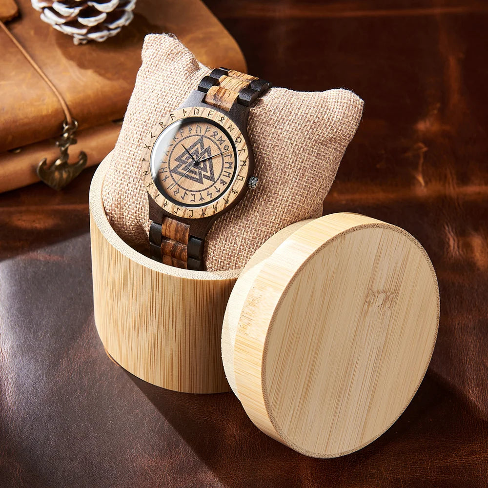 BOBO BIRD Viking Men's Watch Wooden Wristwatch Male Timepieces Customize Gift For Men With Wood Box