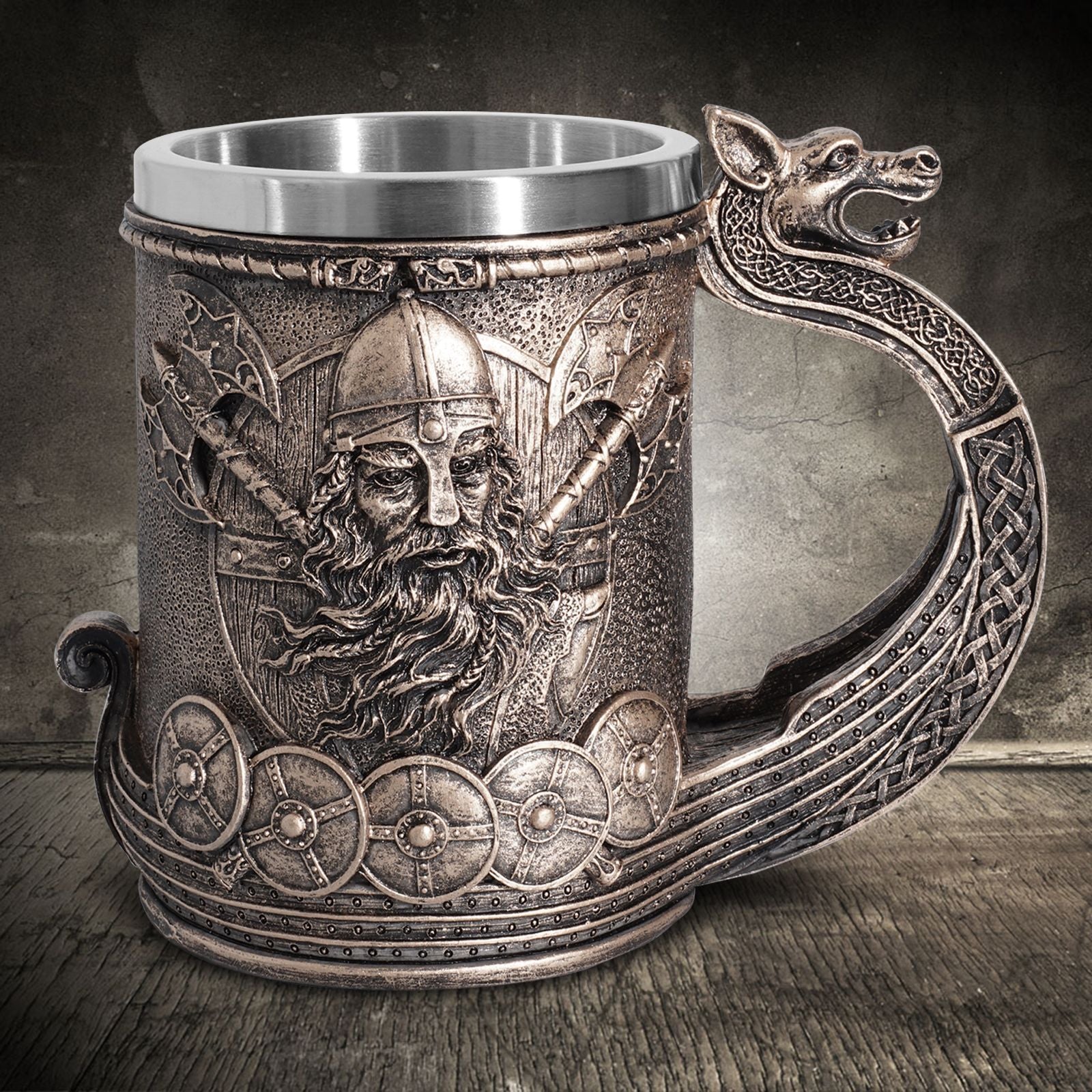 Personalized Tableware Viking Stainless Steel Liner Skull Wine Cup Resin