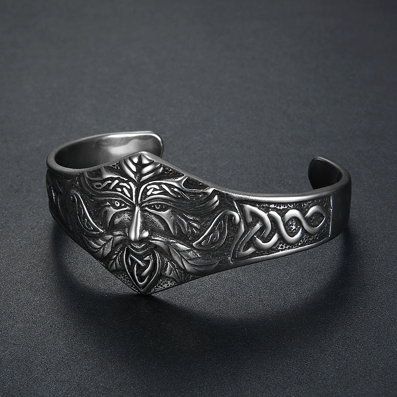 Viking Warrior Old Man Head Stainless Steel Men's Bracelet Trendy